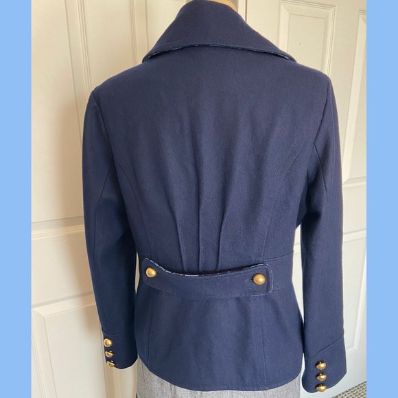 Guess pea coat with crushed velvet lapels - sz large - Picture 2 of 10